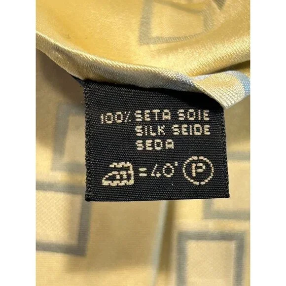 Vintage Ermenegildo Zegna Geometric Color Silk Neck Tie in Pale Yellow